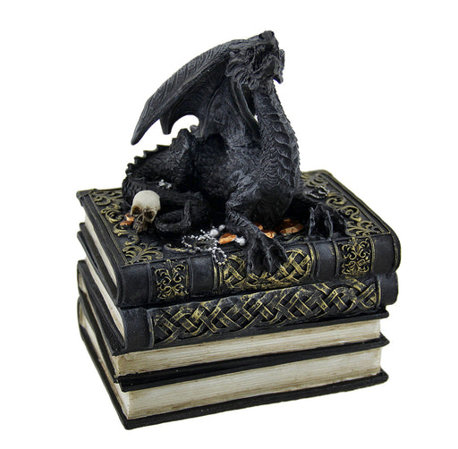 Medieval Dragon on Antique Books Trinket / Stash Box Image 1