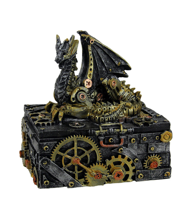 Secret Steam Dragon Decorative Steampunk Trinket Box 6 inch Image 1