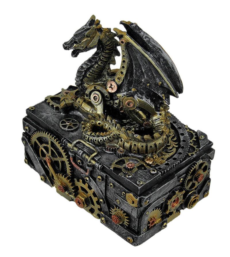 Secret Steam Dragon Decorative Steampunk Trinket Box 6 inch Image 2