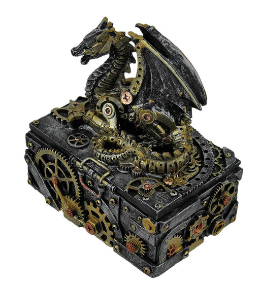Secret Steam Dragon Decorative Steampunk Trinket Box 6 inch Image 2