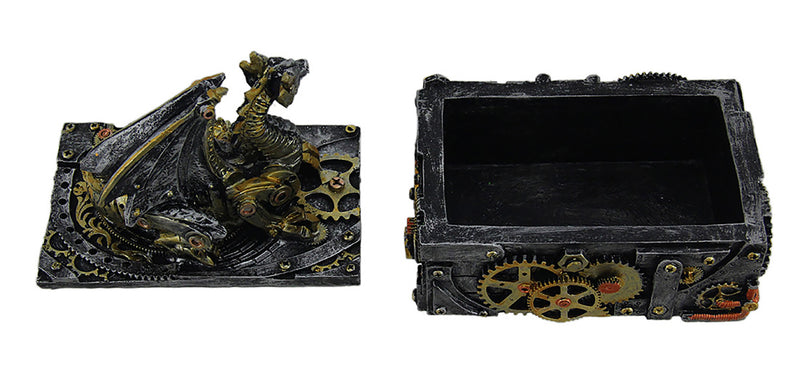 Secret Steam Dragon Decorative Steampunk Trinket Box 6 inch Image 3