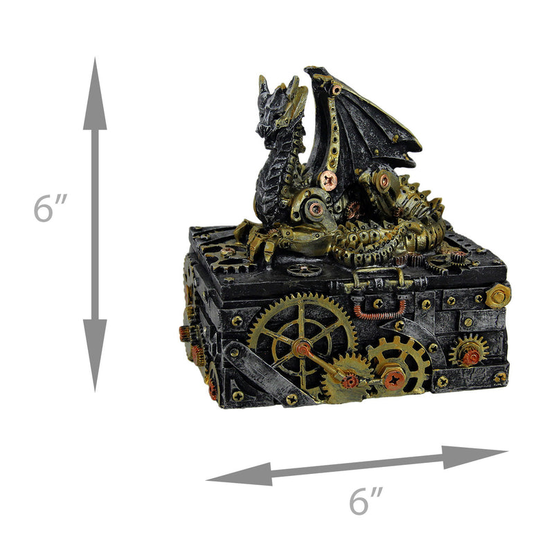 Secret Steam Dragon Decorative Steampunk Trinket Box 6 inch Image 4