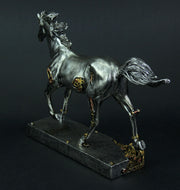 Steam Stallion Metallic Silver Running Steampunk Horse Statue Image 3