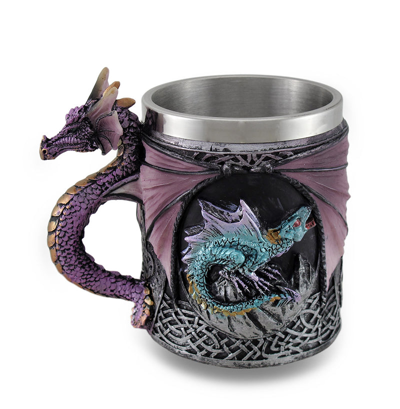 Purple Gothic Dragon Decorative Tankard Celtic Knot Work Mug / Pencil Holder 10 Ounce Image 1