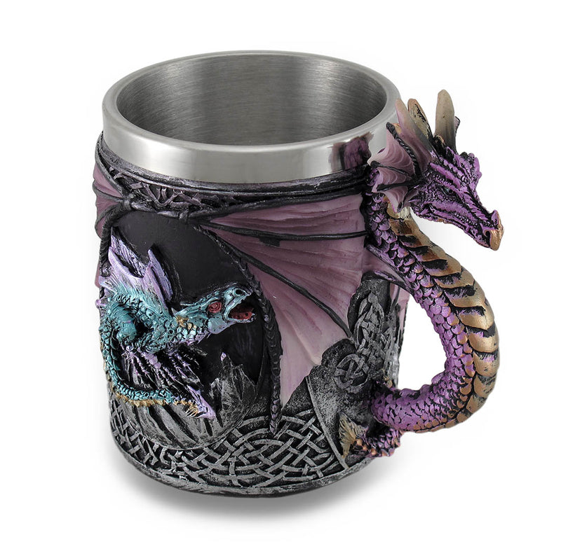 Purple Gothic Dragon Decorative Tankard Celtic Knot Work Mug / Pencil Holder 10 Ounce Image 3