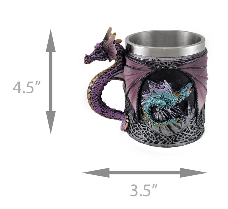 Purple Gothic Dragon Decorative Tankard Celtic Knot Work Mug / Pencil Holder 10 Ounce Image 4