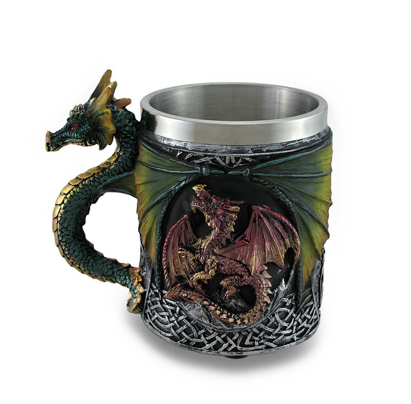 Gothic Dragon Tankard Celtic Knot work Mug w/Stainless Steel Insert Image 3
