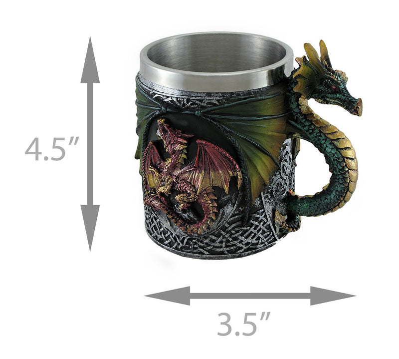 Gothic Dragon Tankard Celtic Knot work Mug w/Stainless Steel Insert Image 4
