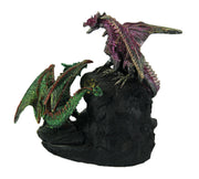 Purple and Green Battle Dragons Gothic Color Changing LED Geode Statue Image 3