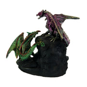 Purple and Green Battle Dragons Gothic Color Changing LED Geode Statue Image 3