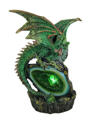 Glittery Green Wicked Dragon Color Changing LED Geode Statue Image 1