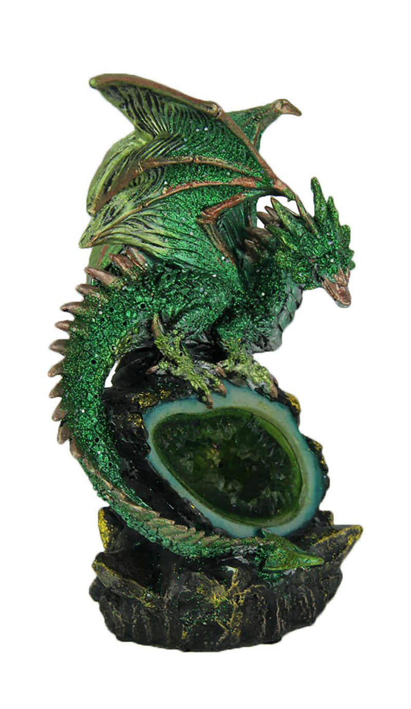 Glittery Green Wicked Dragon Color Changing LED Geode Statue Image 2