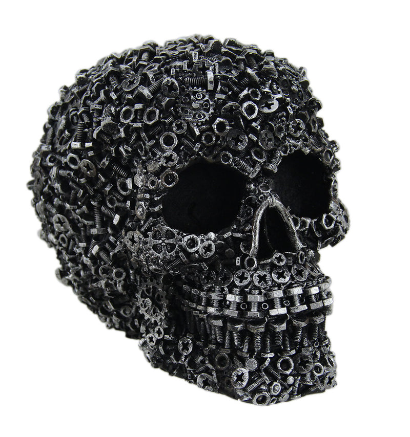 Scrap Head Steampunk Junk Pile Nuts & Bolts Covered Skull Statue 6 inch Image 1