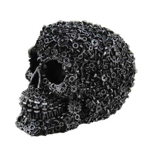 Scrap Head Steampunk Junk Pile Nuts & Bolts Covered Skull Statue 6 inch Image 2