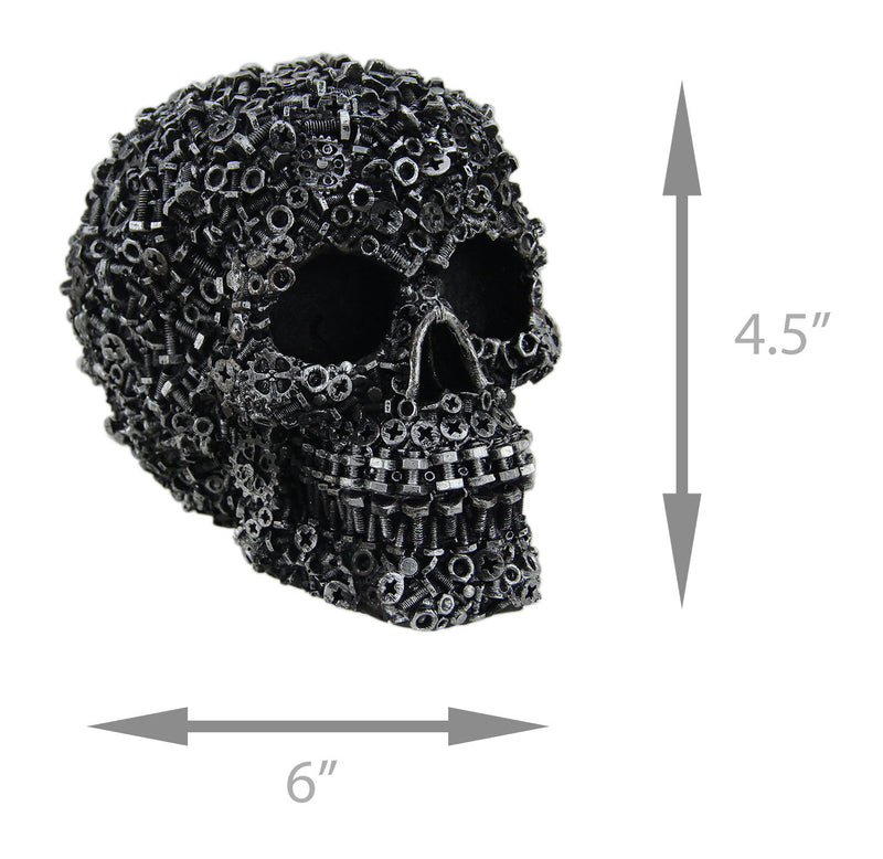 Scrap Head Steampunk Junk Pile Nuts & Bolts Covered Skull Statue 6 inch Image 4