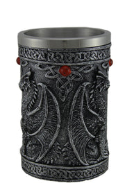 Gothic Dragon Decorative Tankard, Blackened Silver Resin Mug with Red Cabochons, Celtic Knot Detailing, Medieval Fantasy Cup,