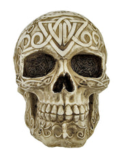 Celtic Owl Knotwork Human Skull Statue Pagan Image 3