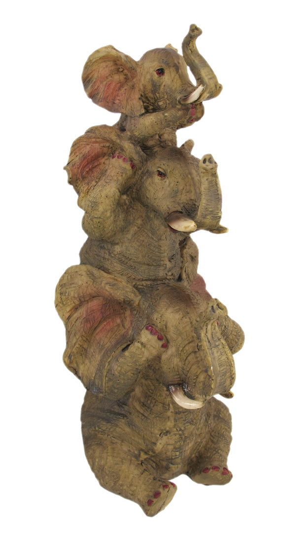 Comical Stacked No Evil Elephant Trio Statue Image 1