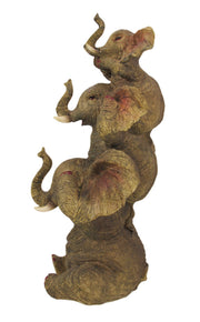 Comical Stacked No Evil Elephant Trio Statue Image 2