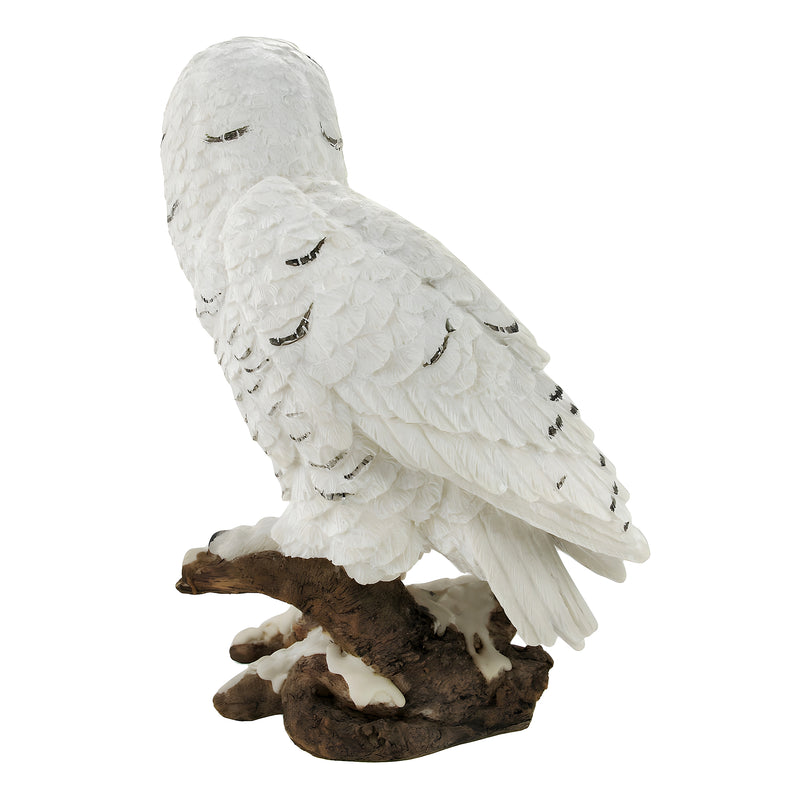 Beautiful Snowy Owl on a Branch Statue Image 3