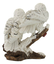 Pair of Snow Owls on a Branch Statue Image 3