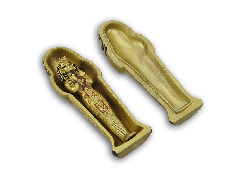 Egyptian King Tut Sarcophagus Box W/ Mummy Inside Coffin Image 3