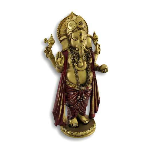 Golden Ganesha Standing Hindu God Statue Image 1