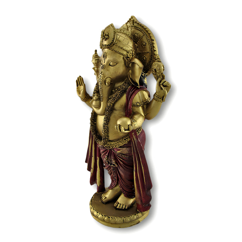 Golden Ganesha Standing Hindu God Statue Image 2