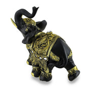 Exotic Black and Gold Finish Trunk Up Thai Elephant Statue Image 2