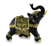 Exotic Black and Gold Finish Trunk Up Thai Elephant Statue Image 3