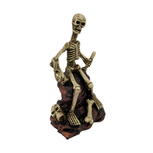 Creepy Skeleton Sitting On Rocks Statue Figure Image 2