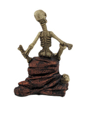 Creepy Skeleton Sitting On Rocks Statue Figure Image 3