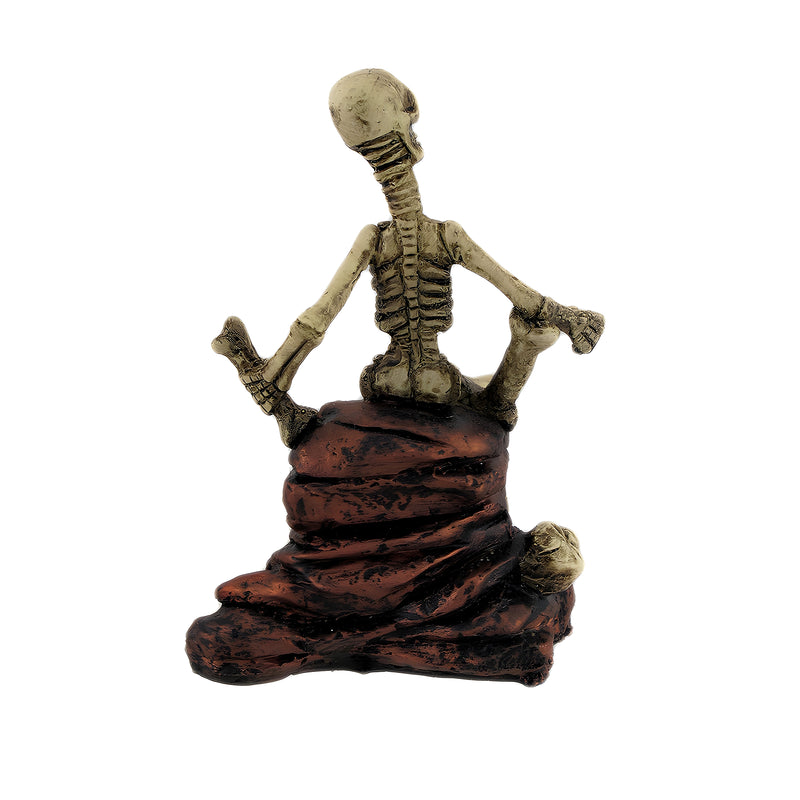 Creepy Skeleton Sitting On Rocks Statue Figure Image 3