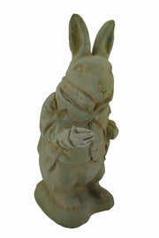 Alice in Wonderland White Rabbit Verdigris Finish Statue 14 in-CEMENT Image 1