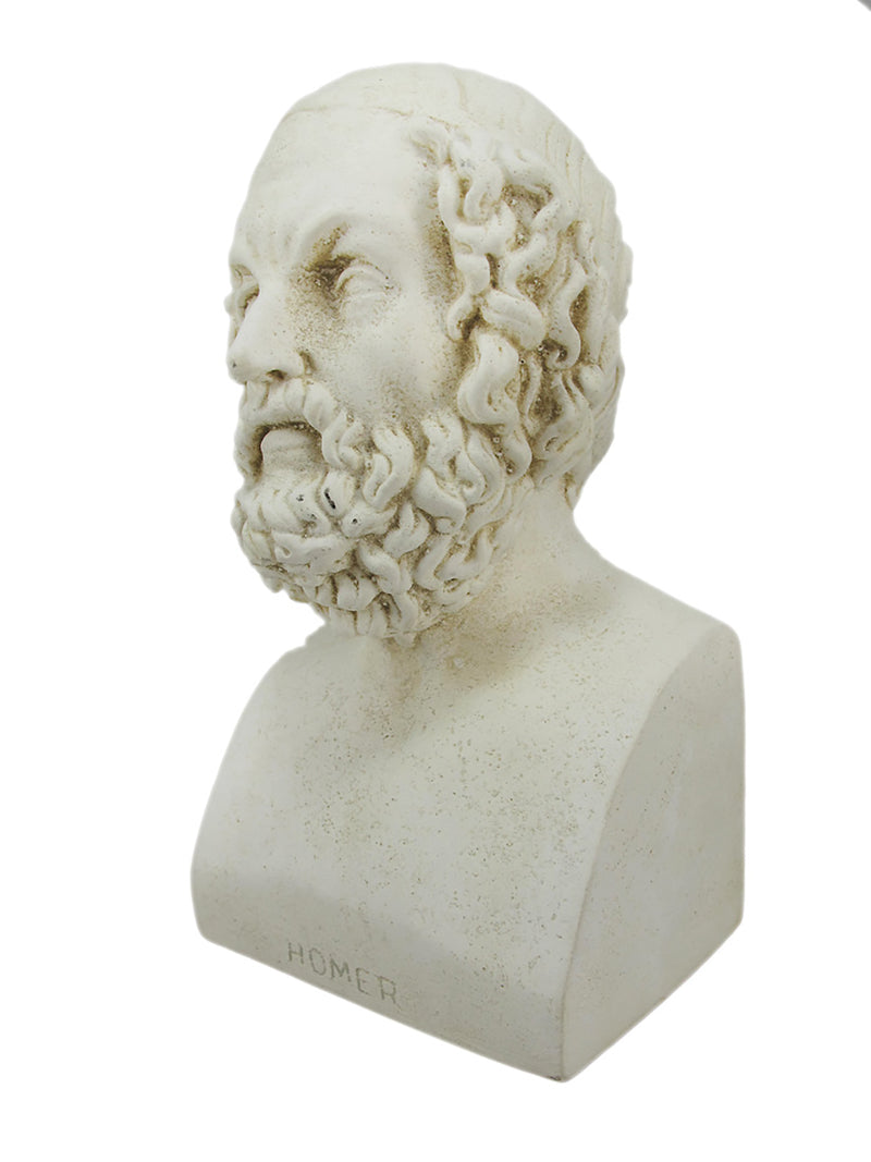 Aristotle and Homer Bust Antique White Plaster Bookends: Timeless Grecian Philosophy Sculptures, 8 Inches High, Decorative