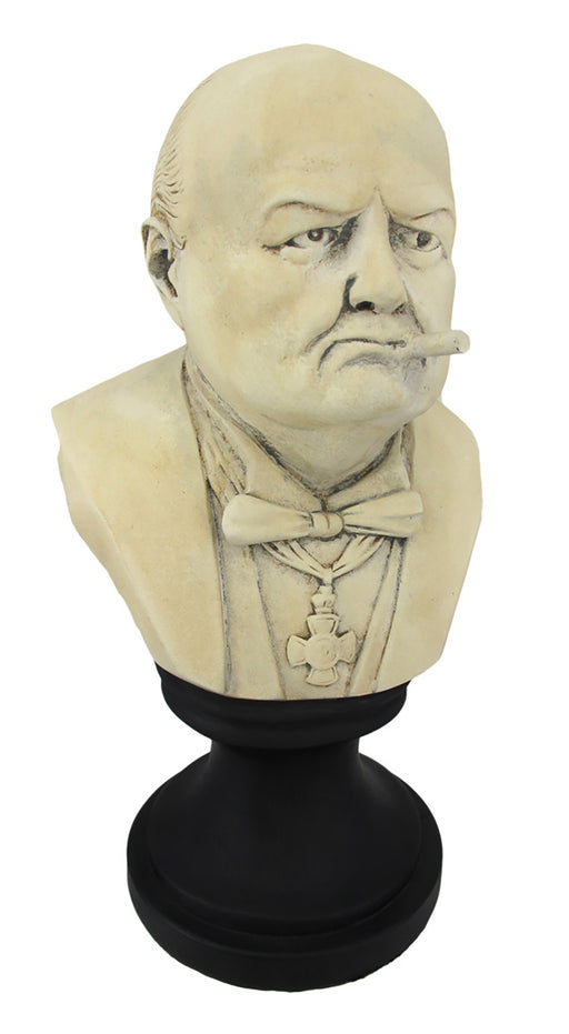 Molded Plaster Winston Churchill with Cigar Bust Statue Image 1