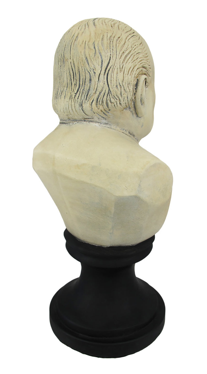 Molded Plaster Winston Churchill with Cigar Bust Statue Image 3
