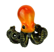 Bronze Resin Octopus Lamp: Coastal Elegance in Red-Orange Hue, Nautical Charm, Amber Glow - Decorative Table Light and Desk