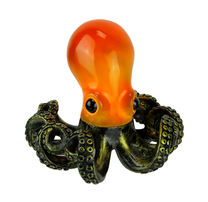 Bronze Resin Octopus Lamp: Coastal Elegance in Red-Orange Hue, Nautical Charm, Amber Glow - Decorative Table Light and Desk