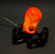 Bronze Resin Octopus Lamp: Coastal Elegance in Red-Orange Hue, Nautical Charm, Amber Glow - Decorative Table Light and Desk
