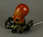 Bronze Resin Octopus Lamp: Coastal Elegance in Red-Orange Hue, Nautical Charm, Amber Glow - Decorative Table Light and Desk