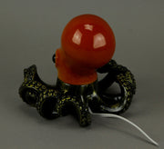 Bronze Resin Octopus Lamp: Coastal Elegance in Red-Orange Hue, Nautical Charm, Amber Glow - Decorative Table Light and Desk