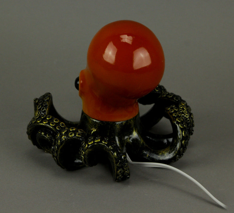 Bronze Resin Octopus Lamp: Coastal Elegance in Red-Orange Hue, Nautical Charm, Amber Glow - Decorative Table Light and Desk
