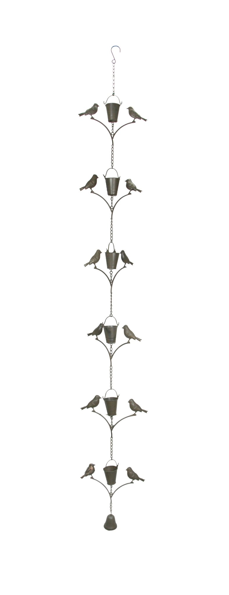 Brown - Image 1 - 78 Inch Dark Brown Metal Rain Chain Decorative Bird Patio Decor Garden Accent