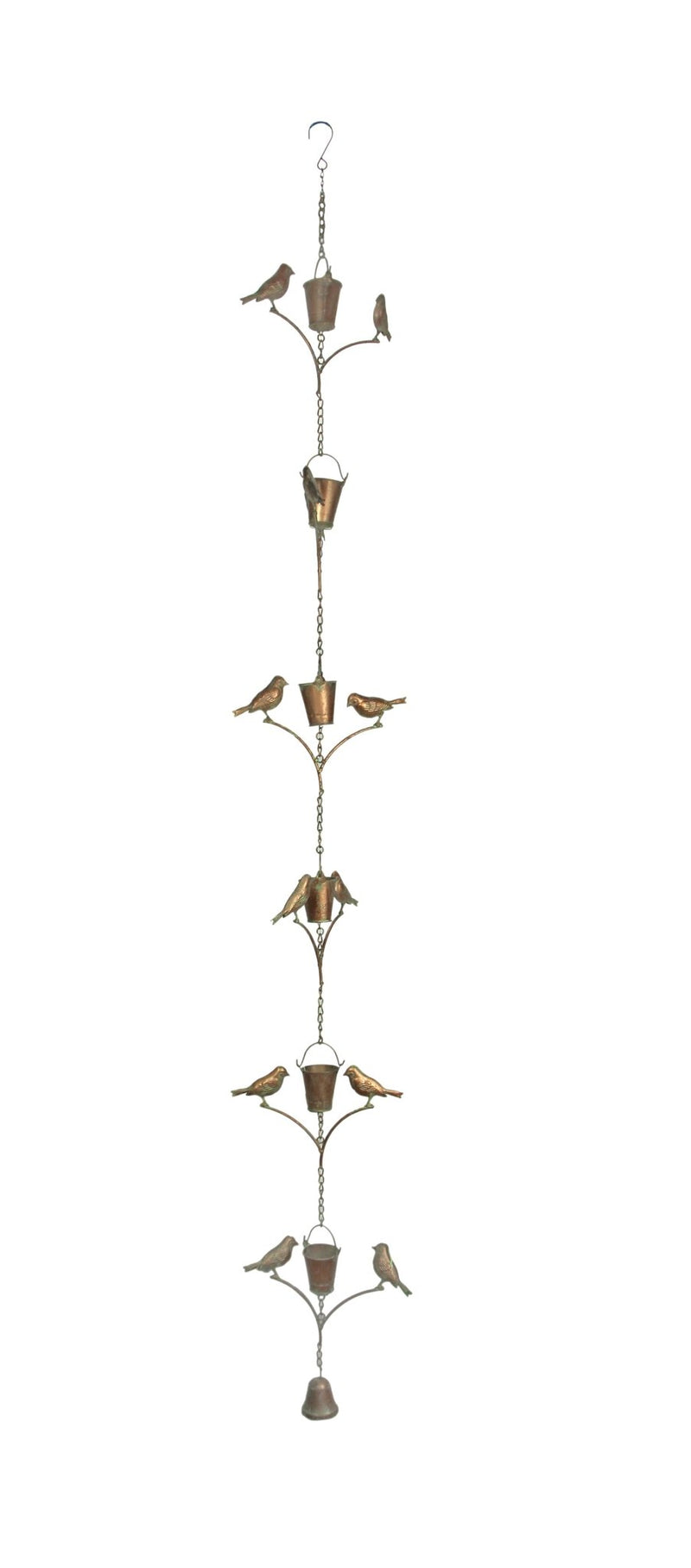 Copper - Image 1 - 78 Inch Aged Copper Metal Rain Chain Decorative Bird Patio Decor Garden Accent