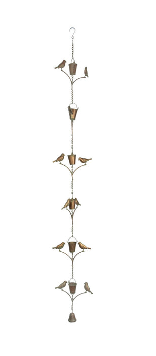 Copper - Image 1 - 78 Inch Aged Copper Metal Rain Chain Decorative Bird Patio Decor Garden Accent