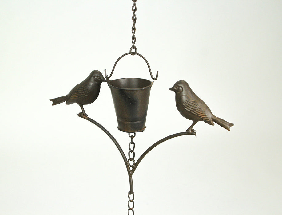 Brown - Image 2 - 78 Inch Dark Brown Metal Rain Chain Decorative Bird Patio Decor Garden Accent