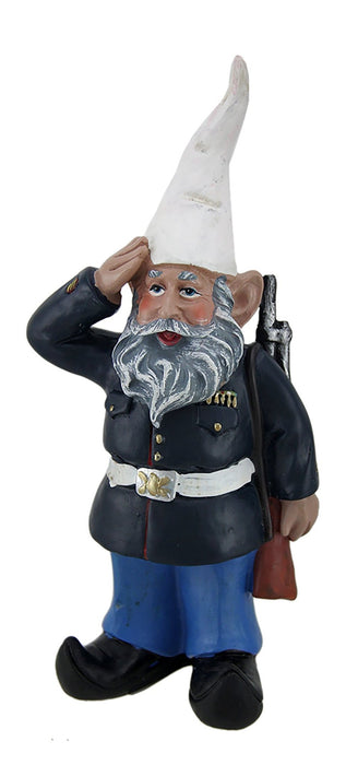 Zeckos Saluting U.S. Marine Dress Blues Military Garden Gnome Statue Resin Home Decor 8.5 inch Tall Image 1