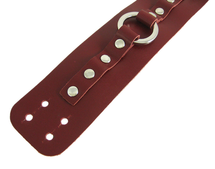 Brown Leather Chrome O Ring Wrist Strap Bracelet Image 4