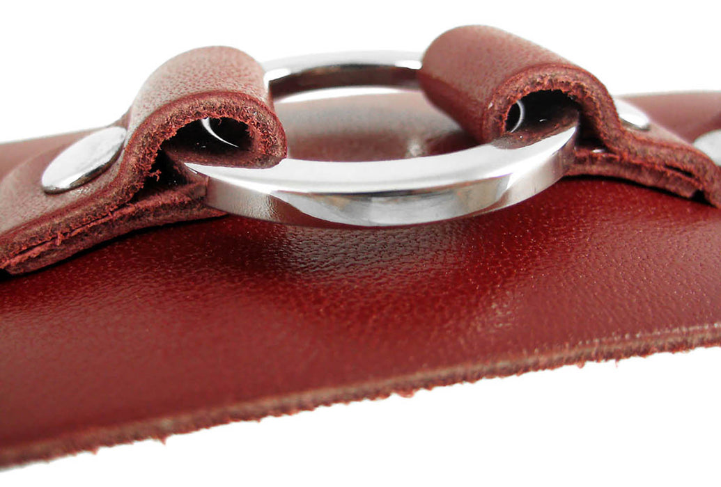 Brown Leather Chrome O Ring Wrist Strap Bracelet Image 6